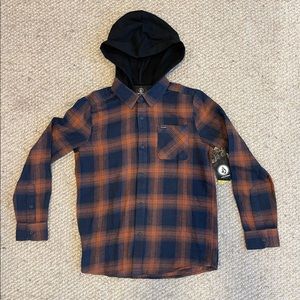 Volcom Boys Youth Flannel w/ hood (size: Youth 12)